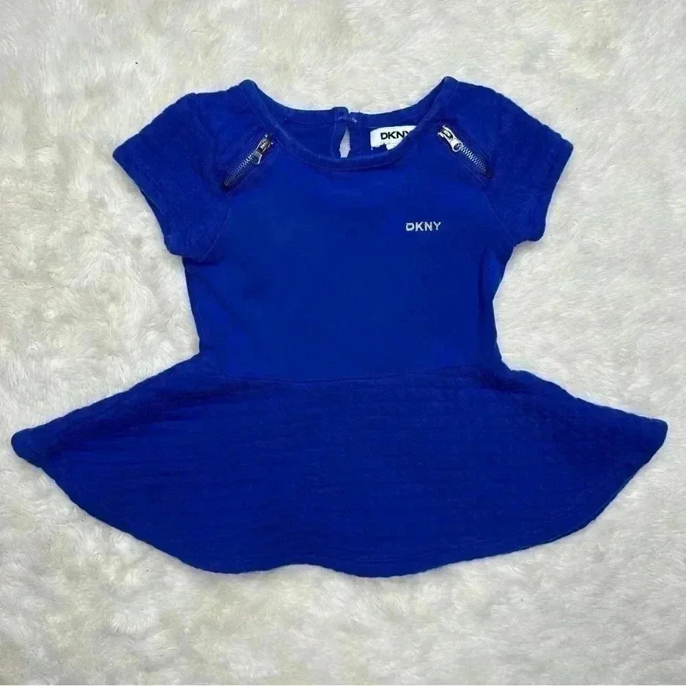 DKNY Dress Blue Fit &  Flare Quilted Blue Size 3T